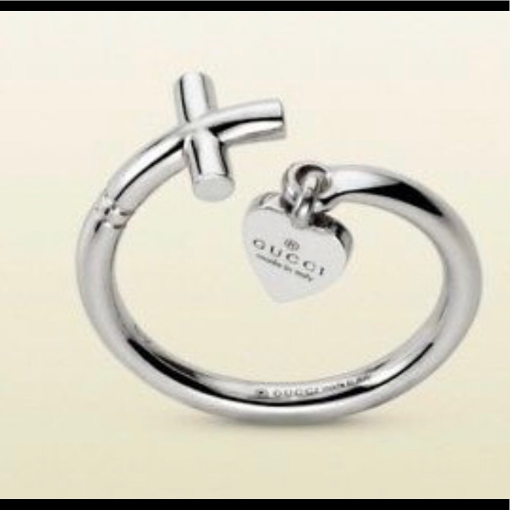 Gucci cross and charm by-pass ring